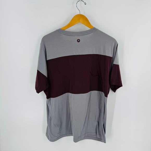 Marmot Men’s XL Colorblock Performance Tee Gray Burgundy Short Sleeve - Picture 2 of 5